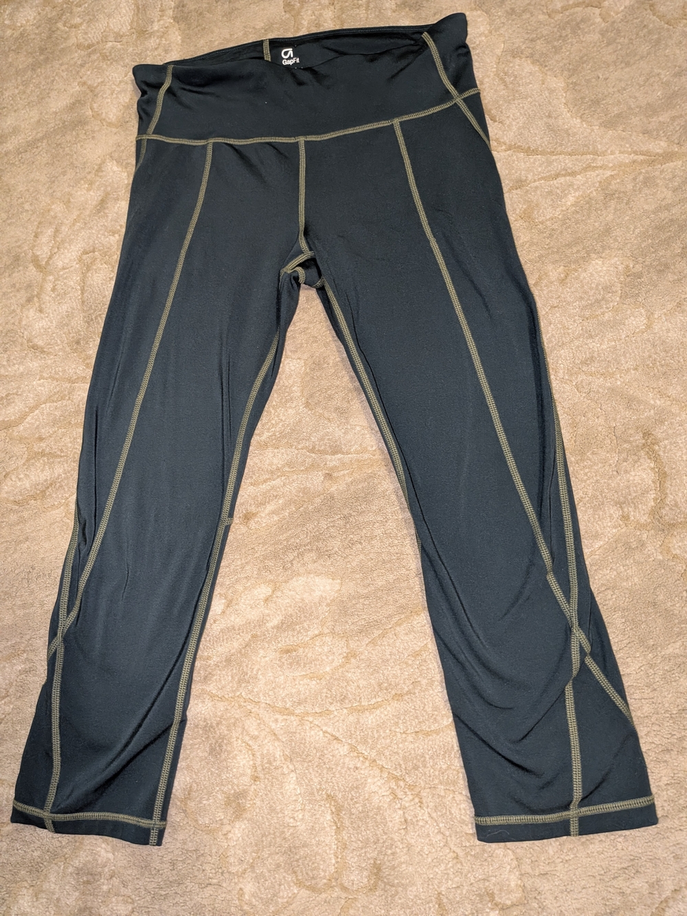 GapFit Sculpt Compression Leggings Black Contrast Stitching Size Small